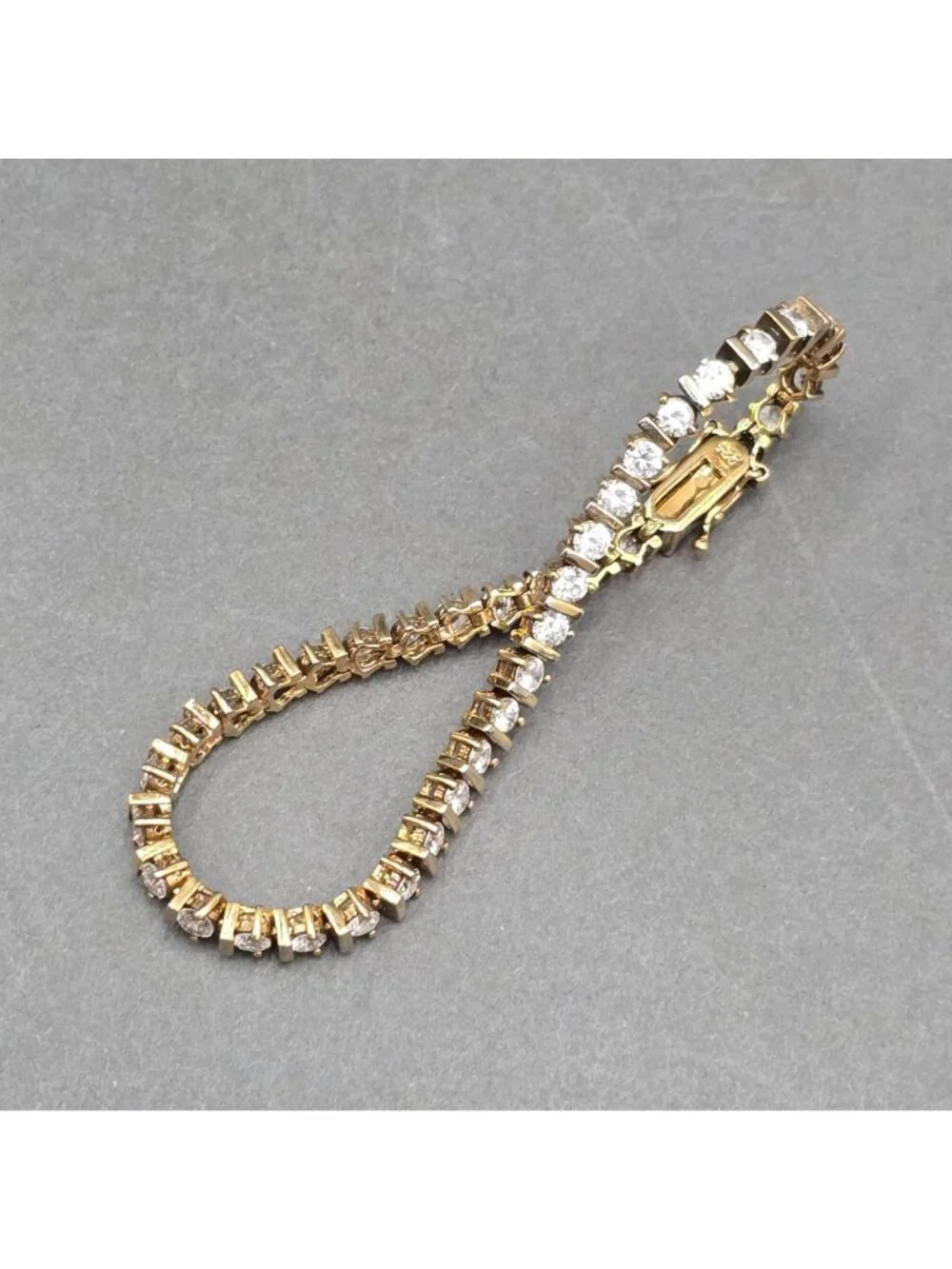 Vermeil Sterling Silver CZ Tennis Bracelet 7" Cubic Zirconia 925 - Picture 2 of 13